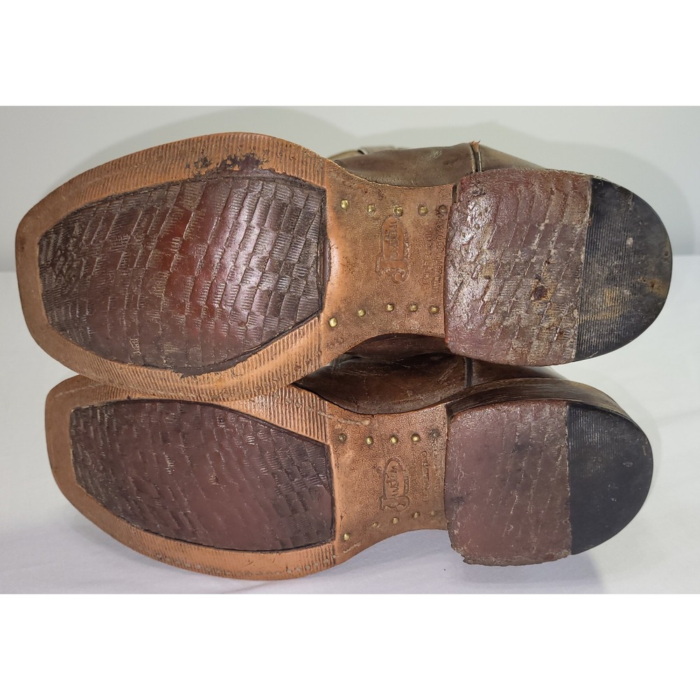 Justin Boots BRL610 Western Cowboy Boots Brown Leather Square Toe USA Size 7 - Picture 10 of 16